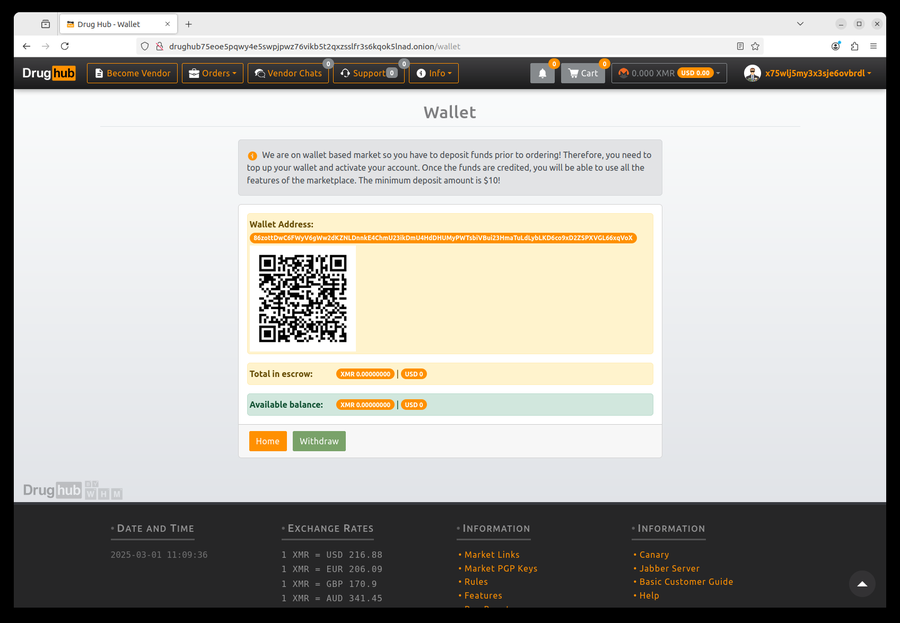 Monero wallet interface showing seed backup prompt
